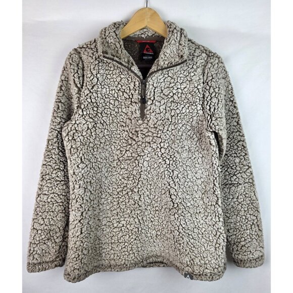 Gerry Womens Sweatshirt Size Small Brown Sherpa 1/4 Zip Long Sleeve Pullover - Picture 12 of 12